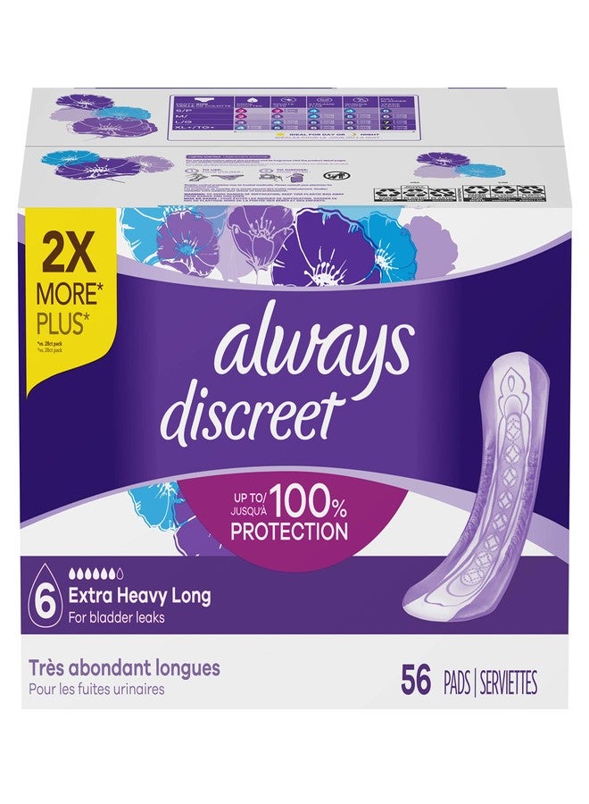 Always Discreet Extra Heavy Long Incontinence Pads, 56 Count - Image 1
